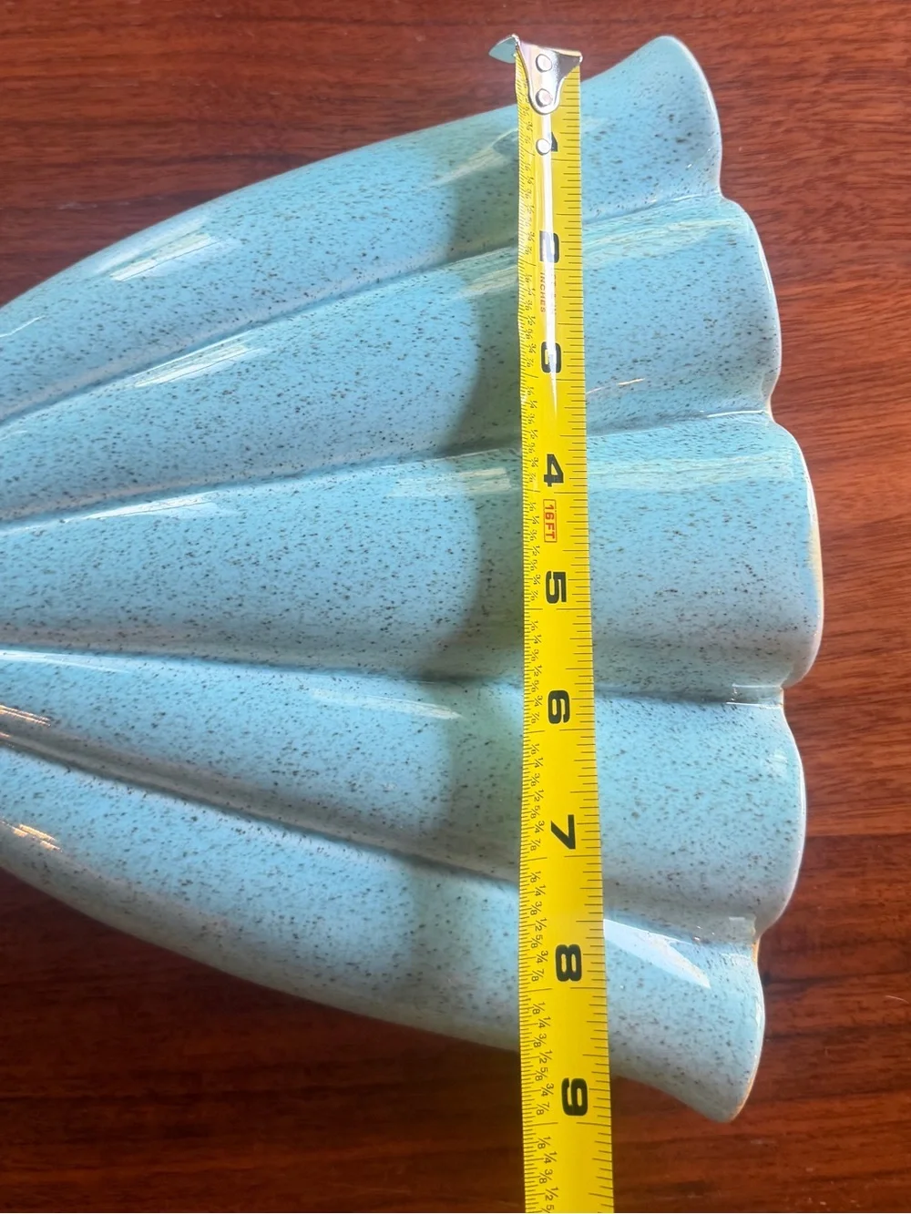 Vintage Red Wing USA Turquoise Speckled Art Pottery Vase #416-10 Mid Century Mod